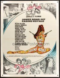 4x252 CASINO ROYALE linen French 1p '67 Bond spoof, sexy psychedelic Kerfyser art + photo montage!