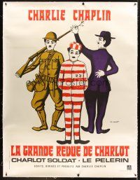 4x253 CHAPLIN REVUE linen French 1p R73 Charlie comedy compilation, great artwork by Leo Kouper!