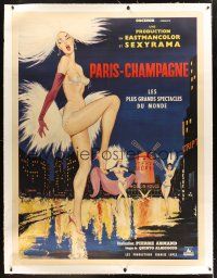 4x265 PARIS-CHAMPAGNE linen French 1p '62 Sinclare art of sexy near-naked Moulin Rouge dancers!