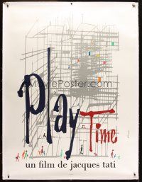 4x266 PLAYTIME linen French 1p '67 Jacques Tati, great artwork by Baudin & Rene Ferracci!