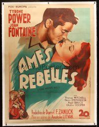 4x271 THIS ABOVE ALL linen French 1p '47 romantic art of Tyrone Power & Joan Fontaine by Dastor!