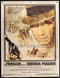 4x273 TREASURE OF THE SIERRA MADRE linen French 1p R77 different art of Humphrey Bogart by Goldman!
