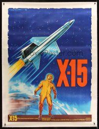 4x274 X-15 linen French 1p '61 completely different art of astronaut & rocket by Roger Soubie!