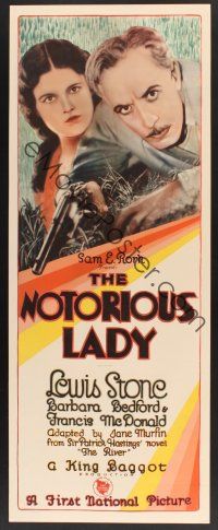 4x133 NOTORIOUS LADY insert '27 Lewis Stone, Barbara Bedford, directed by King Baggot!