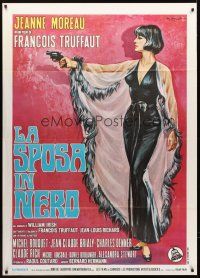 4x073 BRIDE WORE BLACK Italian 1p '68 Francois Truffaut, art of Jeanne Moreau with gun by Colizzi!