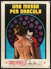 4x139 TASTE THE BLOOD OF DRACULA Italian 1p '71 Nistri art of vampire Chris Lee biting naked girl!