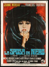 4x092 BRIDE WORE BLACK Italian 2p '68 Francois Truffaut, cool different art of Jeanne Moreau!