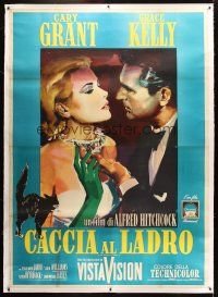 4x286 TO CATCH A THIEF linen Italian 2p R64 different art of Grace Kelly & Cary Grant, Hitchcock!