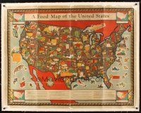 4x291 FOOD MAP OF THE UNITED STATES linen 35x45 World's Fair poster '32 cool art by Louis Fancher!