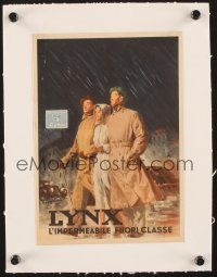 4x103 LYNX linen 6x9 French advertising poster '50s cool artwork ad for raincoats!