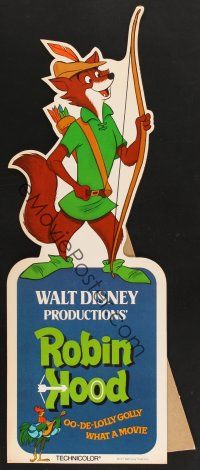 4x006 ROBIN HOOD 4 standees '73 great Disney cartoon die-cut images, completely unused!