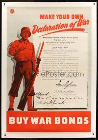 4x292 MAKE YOUR OWN DECLARATION OF WAR linen 41x60 WWII war poster '42 buy war bonds!