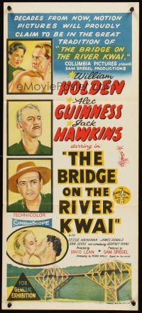 4y168 BRIDGE ON THE RIVER KWAI Aust daybill '58 William Holden, David Lean classic, stone litho!