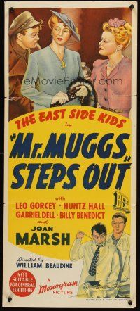 4y182 MR MUGGS STEPS OUT Aust daybill '43 stone litho art of East Side Kids, Gorcey &Hall!