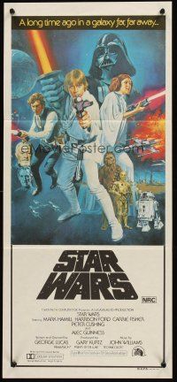 4y191 STAR WARS Aust daybill 77 George Lucas sci-fi classic, Mark Hamill, like style C!