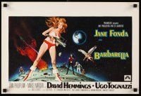 4y345 BARBARELLA Belgian '68 sexiest sci-fi art of Jane Fonda by Robert McGinnis, Roger Vadim!