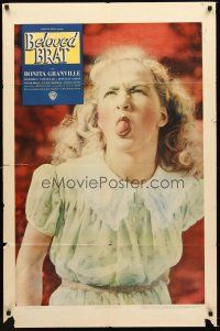 4y088 BELOVED BRAT 1sh '38 Dolores Costello, wacky Bonita Granville with her tongue out!