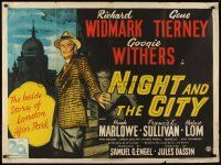 4y339 NIGHT & THE CITY British quad '50 art of wrestling promoter Richard Widmark, film noir!
