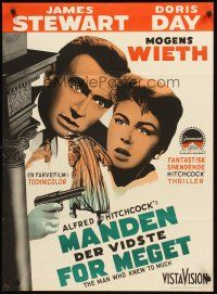 4y306 MAN WHO KNEW TOO MUCH Danish '58 directed by Alfred Hitchcock, James Stewart & Doris Day!