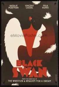 4y329 BLACK SWAN heavy stock English teaser 1sh '10 Natalie Portman, cool retro design!