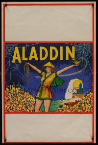 4y233 ALADDIN stage play English double crown '30s stone litho of female lead w/lamp & treasure!