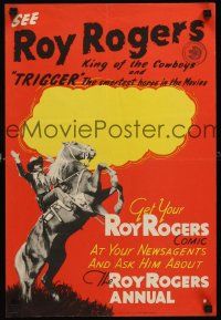 4y334 ROY ROGERS STOCK stock English 14x21 '50s cool image of cowboy on horseback, western!