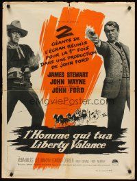 4y433 MAN WHO SHOT LIBERTY VALANCE French 23x32 '62 John Wayne & James Stewart, different image!