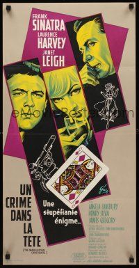 4y434 MANCHURIAN CANDIDATE French 15x30 '62 cool Grinsson art of Frank Sinatra, Harvey & Leigh!