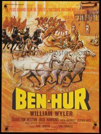 4y438 BEN-HUR French 15x21 R60s William Wyler classic religious epic, cool chariot art!