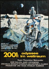 4y202 2001: A SPACE ODYSSEY Cinerama German 33x47 '68 Stanley Kubrick, art of astronauts by McCall