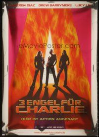4y322 CHARLIE'S ANGELS foil teaser German '00 sexy Cameron Diaz, Drew Barrymore & Lucy Liu!