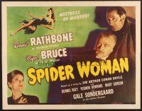 4y266 SHERLOCK HOLMES & THE SPIDER WOMAN 1/2sh '44 Basil Rathbone, Nigel Bruce, mistress of murder!