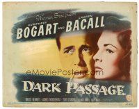4y024 DARK PASSAGE TC '47 great close up of smoking Humphrey Bogart & sexy Lauren Bacall!
