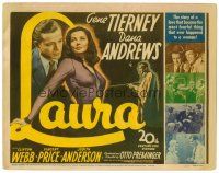 4y030 LAURA TC '44 Dana Andrews lusting after sexy Gene Tierney, Vincent Price, Otto Preminger