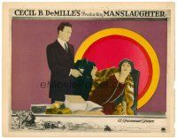 4y059 MANSLAUGHTER LC '22 Cecil B DeMille, Thomas Meighan pointing at Leatrice Joy in fur coat!