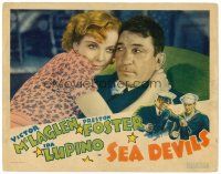 4y063 SEA DEVILS LC '37 romantic c/u of pretty Ida Lupino hugging Victor McLaglen!