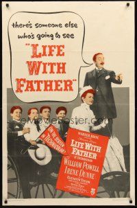 4y117 LIFE WITH FATHER 1sh '47 cool art of William Powell & Irene Dunne!