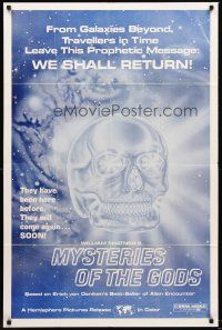 4y122 MYSTERIES OF THE GODS crystal skull style 1sh '76 William Shatner narrated documentary!
