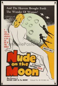 4y251 NUDE ON THE MOON 1sh '62 Doris Wishman nudie classic, incredible naked sci-fi space art!
