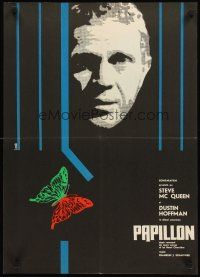 4y293 PAPILLON Romanian '73 great different Leonida art of prisoner Steve McQueen & butterfly!