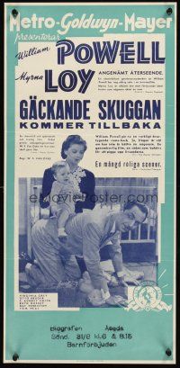 4y393 ANOTHER THIN MAN Swedish stolpe '39 cool image of William Powell, Myrna Loy & baby!