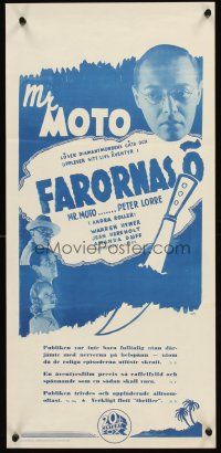 4y402 MR MOTO IN DANGER ISLAND Swedish stolpe '39 cool image of Peter Lorre in title role!