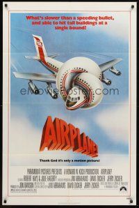 4z031 AIRPLANE 1sh '80 classic zany parody by Jim Abrahams and David & Jerry Zucker!