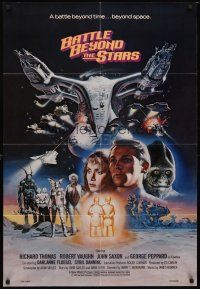 4z077 BATTLE BEYOND THE STARS 1sh '80 Richard Thomas, Robert Vaughn, Gary Meyer sci-fi art!