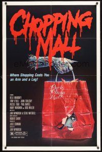 4z168 CHOPPING MALL 1sh '86 K. Akins art of severed hand carrying shopping bag with head in it!