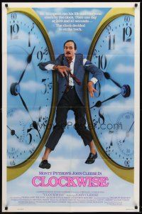 4z179 CLOCKWISE 1sh '86 great image of wacky John Cleese trapped between clocks!