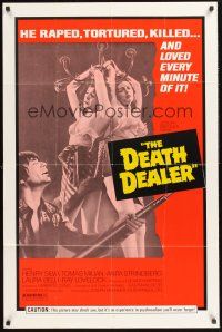 4z221 DEATH DEALER 1sh '75 Umberto Lenzi, wild image of man about to torture young girls!