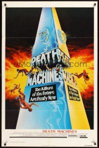 4z222 DEATH MACHINES 1sh '76 wild sci-fi art image, the killers of the future are ready now!