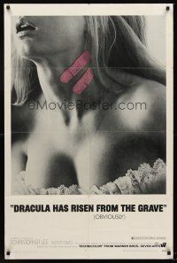 4z244 DRACULA HAS RISEN FROM THE GRAVE 1sh '69 Hammer, cool image of sexy girl w/bandaids on neck!