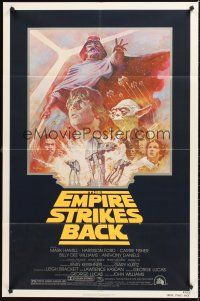 4z269 EMPIRE STRIKES BACK 1sh R81 George Lucas sci-fi classic, cool artwork by Tom Jung!